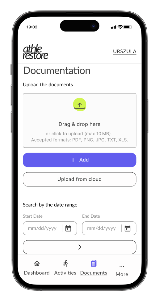 Athle-Restore — dodawanie dokumentacji